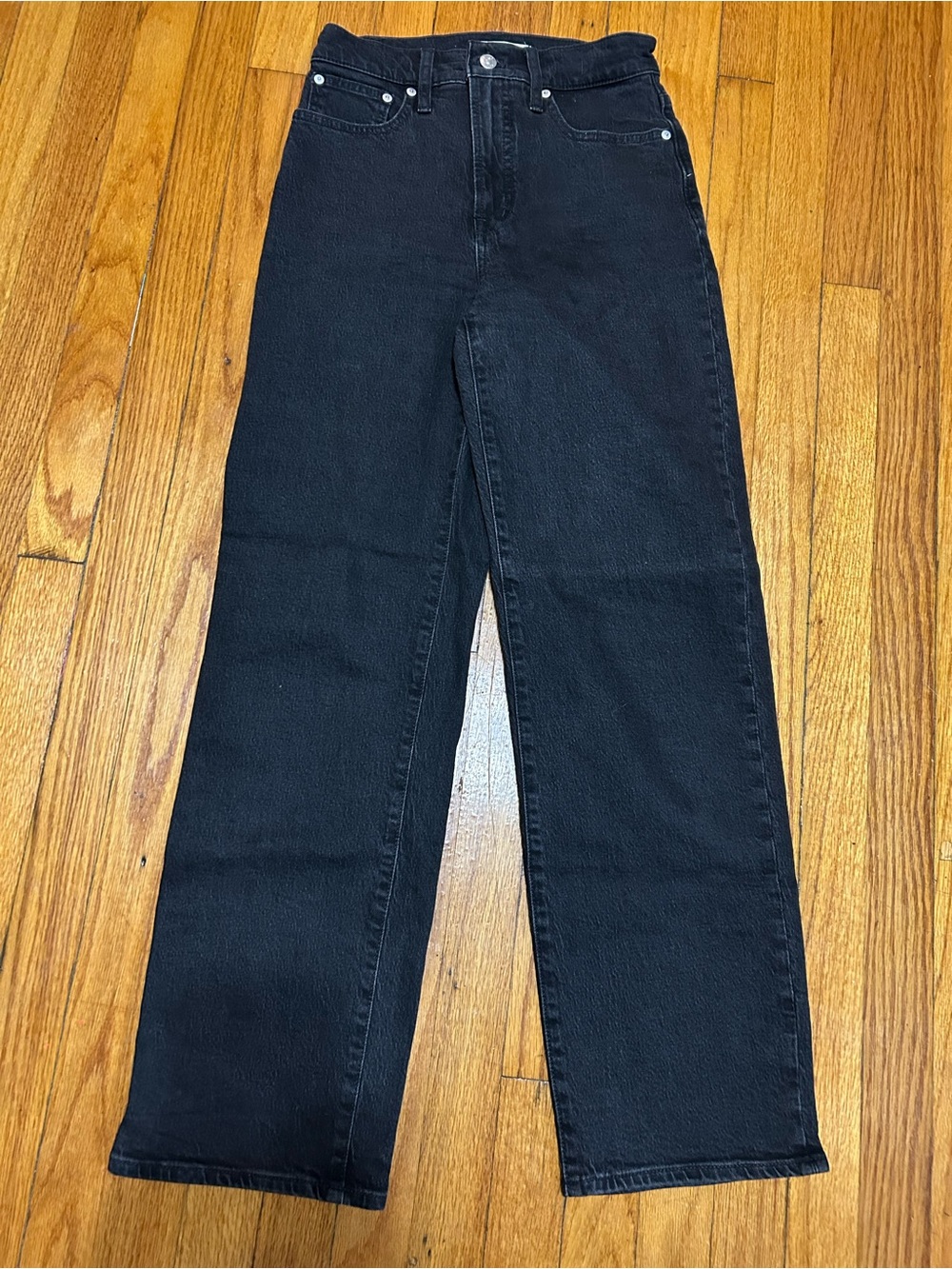 MADEWELL Women's Size 25 Washed Black Perfect Vintage High Rise Wide Leg Jeans - Picture 1 of 9